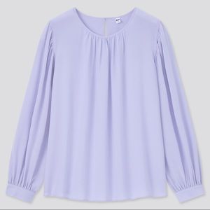 NWT Uniqlo Rayon Georgette Long Sleeve Blouse - Size Large - Light Purple